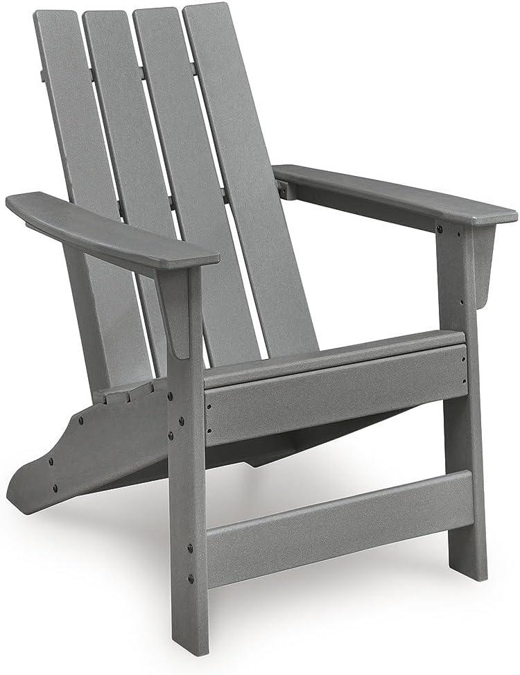 imageSignature Design by Ashley Lone View Bay Contemporary Outdoor Weather Resistant Adirondack Chair with Arm Rest Gray