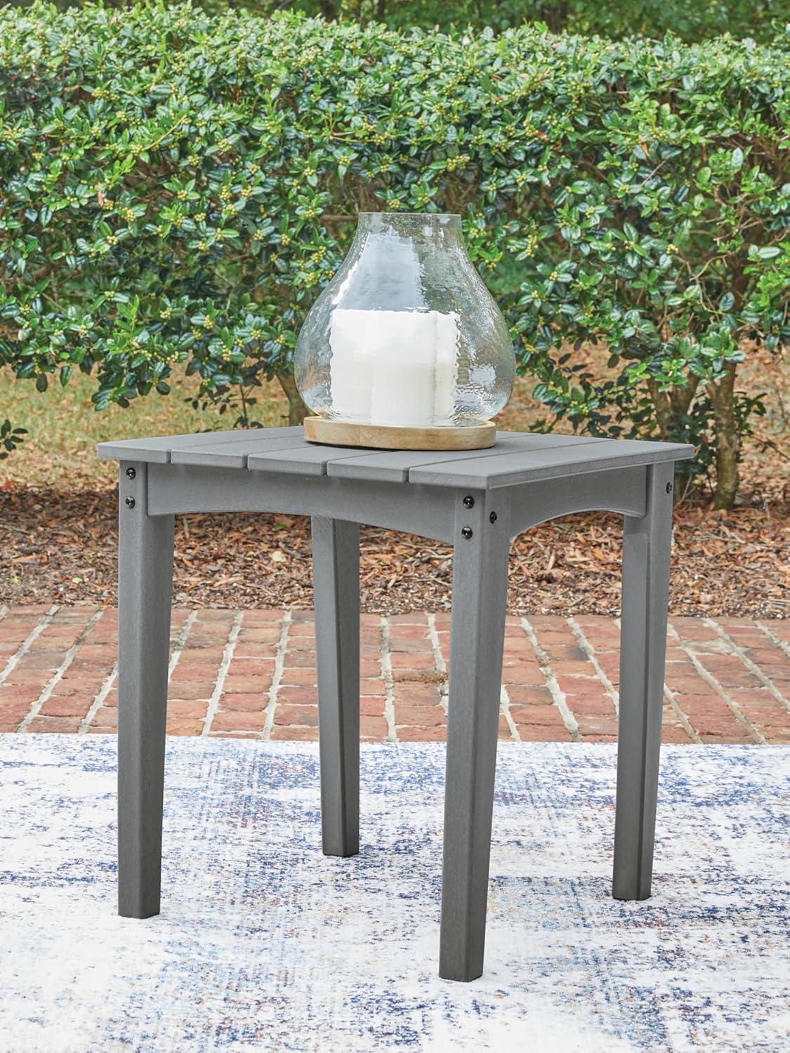 imageSignature Design by Ashley Lone View Bay Modern Durable Weather Resistant Outdoor End Table with Slatted Styling Gray
