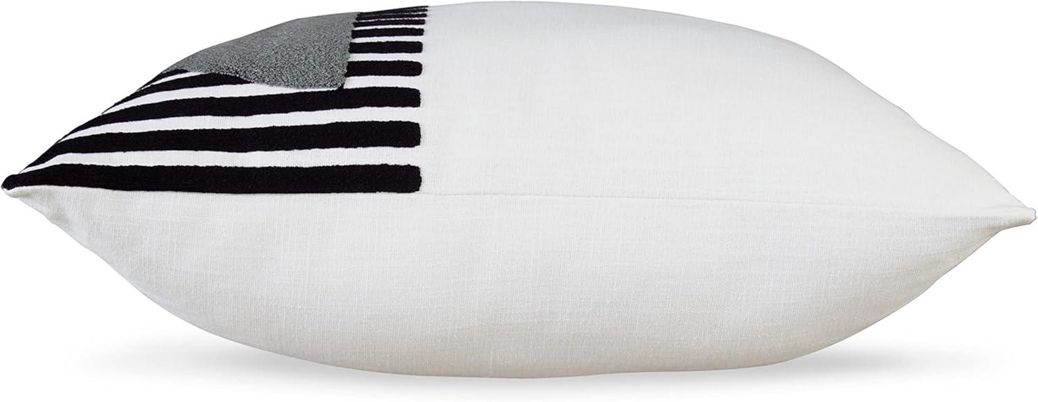imageSignature Design by Ashley Longsum Contemporary Square Cotton Pillow with Embroidered Design 20 x 20 White amp Black