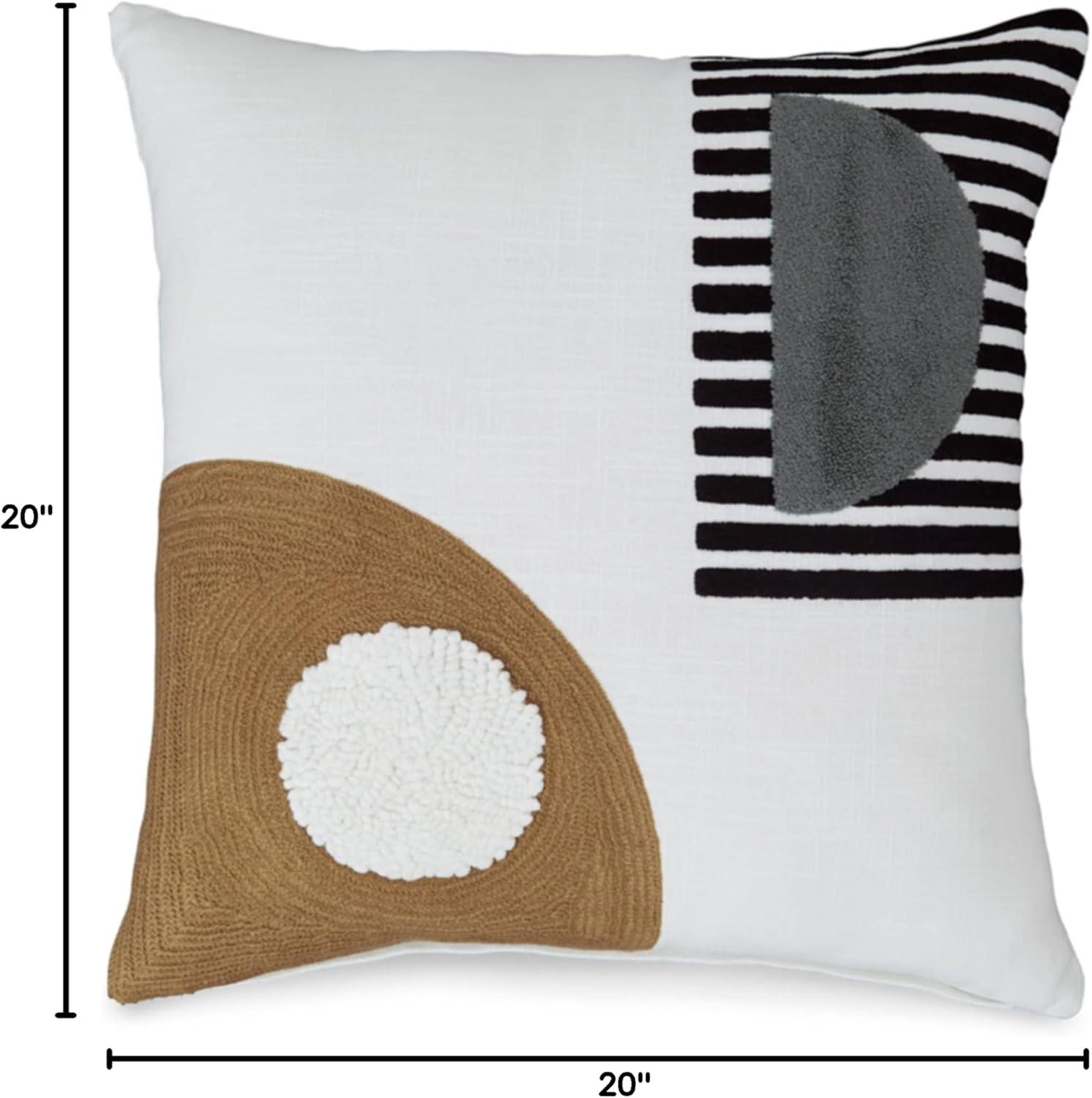 imageSignature Design by Ashley Longsum Contemporary Square Cotton Pillow with Embroidered Design 20 x 20 White amp Black