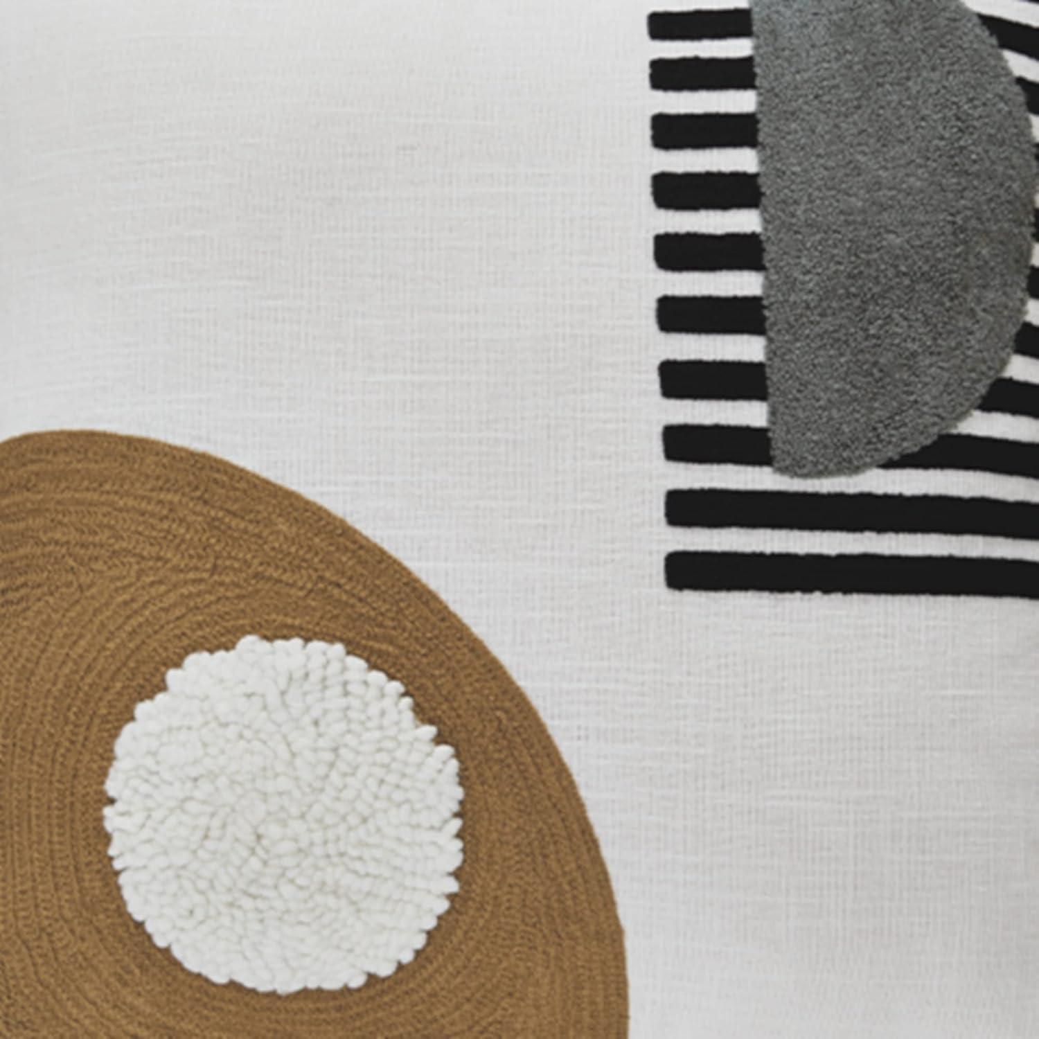 imageSignature Design by Ashley Longsum Contemporary Square Cotton Pillow with Embroidered Design 20 x 20 White amp Black