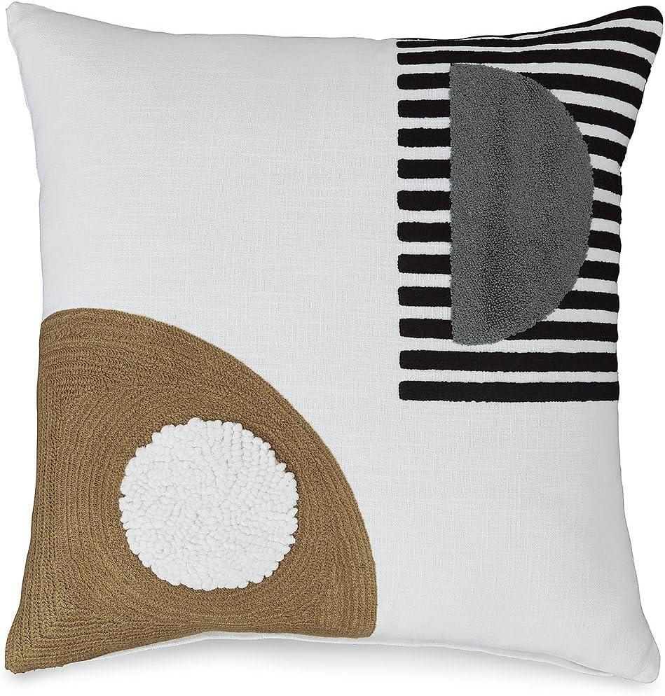 imageSignature Design by Ashley Longsum Contemporary Square Cotton Pillow with Embroidered Design 20 x 20 White amp Black