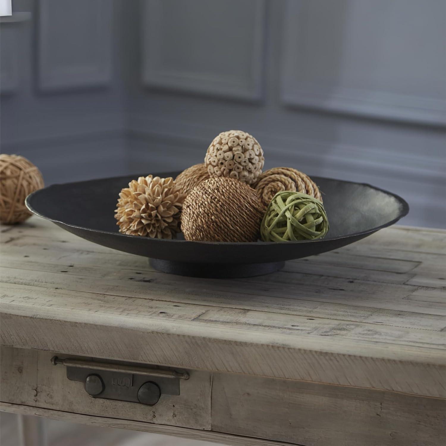 imageSignature Design by Ashley Moises Antique Metal Centerpiece Accent Bowl Dark BrownBrown