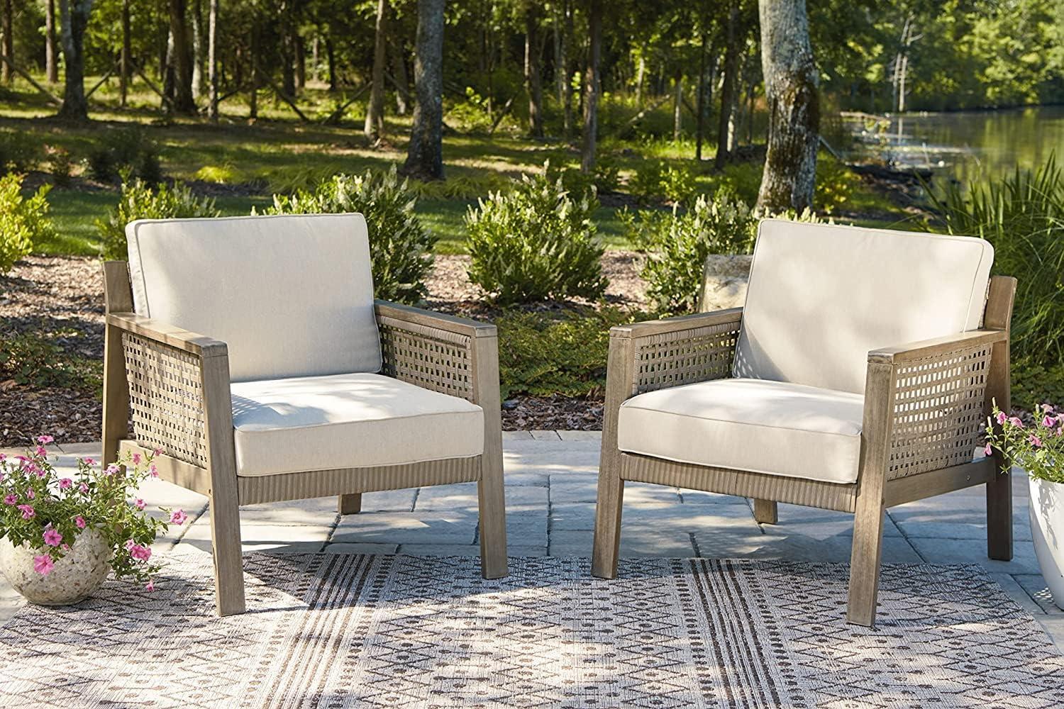 imageSignature Design by Ashley Outdoor Barn Cove Eucalyptus Patio Lounge Chair 2 Count BrownFURNITURE