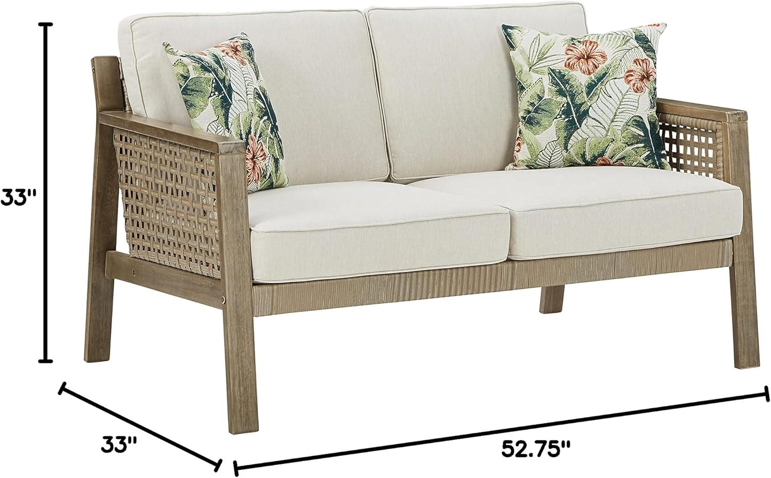 imageSignature Design by Ashley Outdoor Barn Cove Wicker Loveseat with Cushion Brown