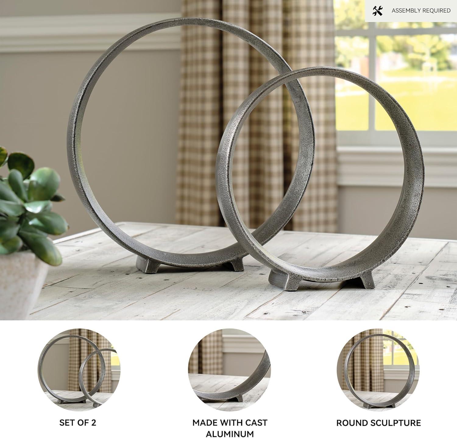 imageSignature Design by Ashley Ryandale Round Metal Sculpture Antique BlackGray