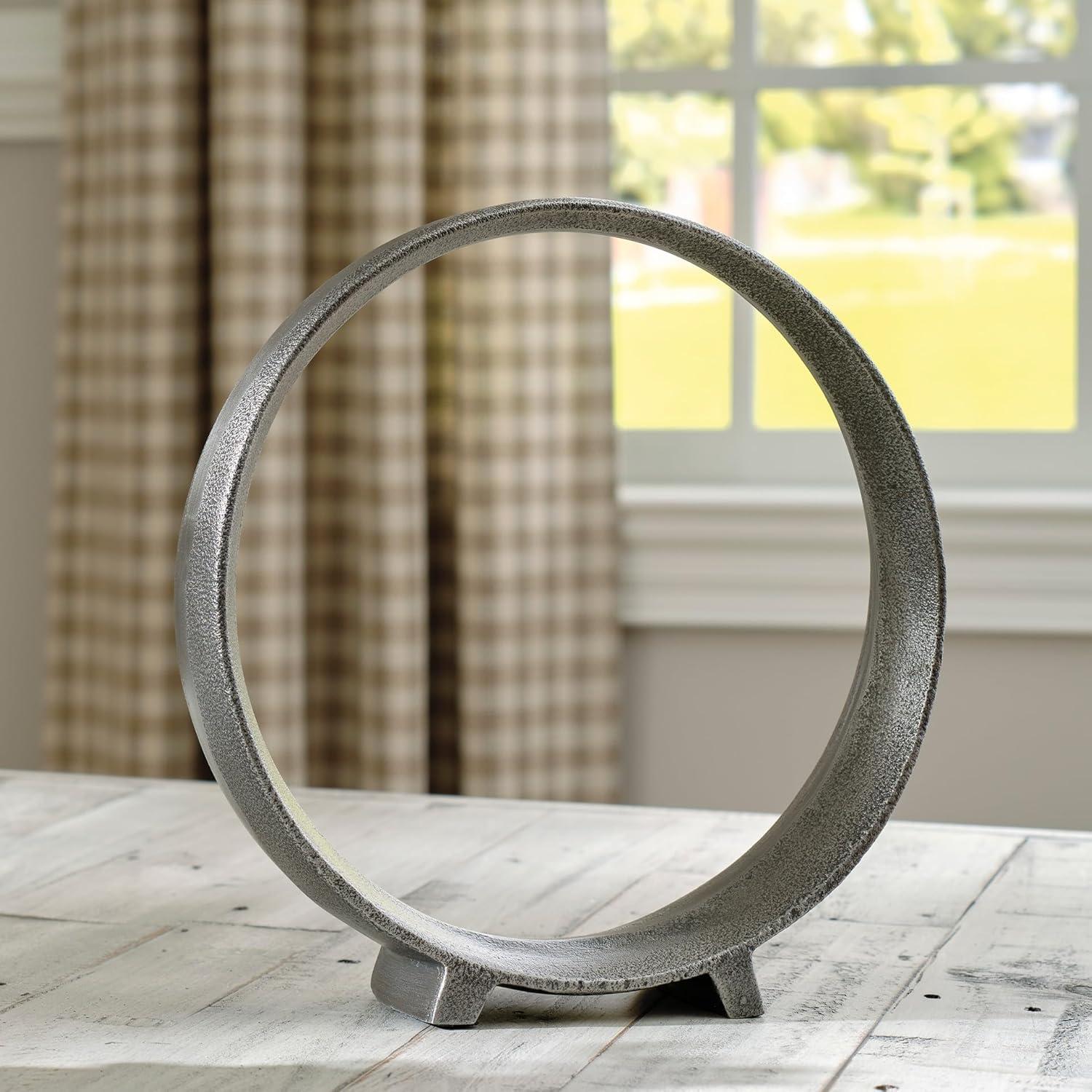 imageSignature Design by Ashley Ryandale Round Metal Sculpture Antique BlackGray