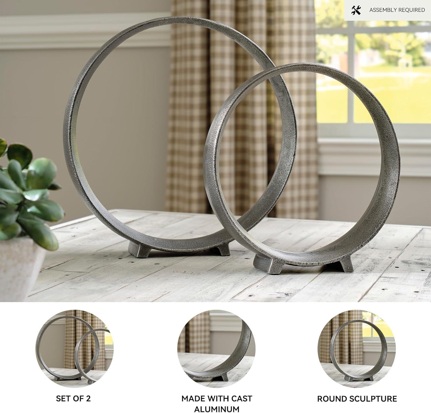 imageSignature Design by Ashley Ryandale Round Metal Sculpture Antique BlackGray