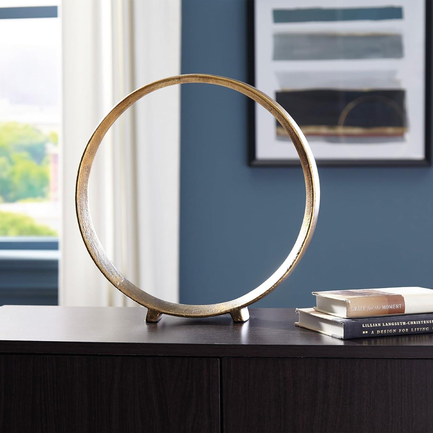 imageSignature Design by Ashley Ryandale Round Metal Sculpture Antique BlackMetallic
