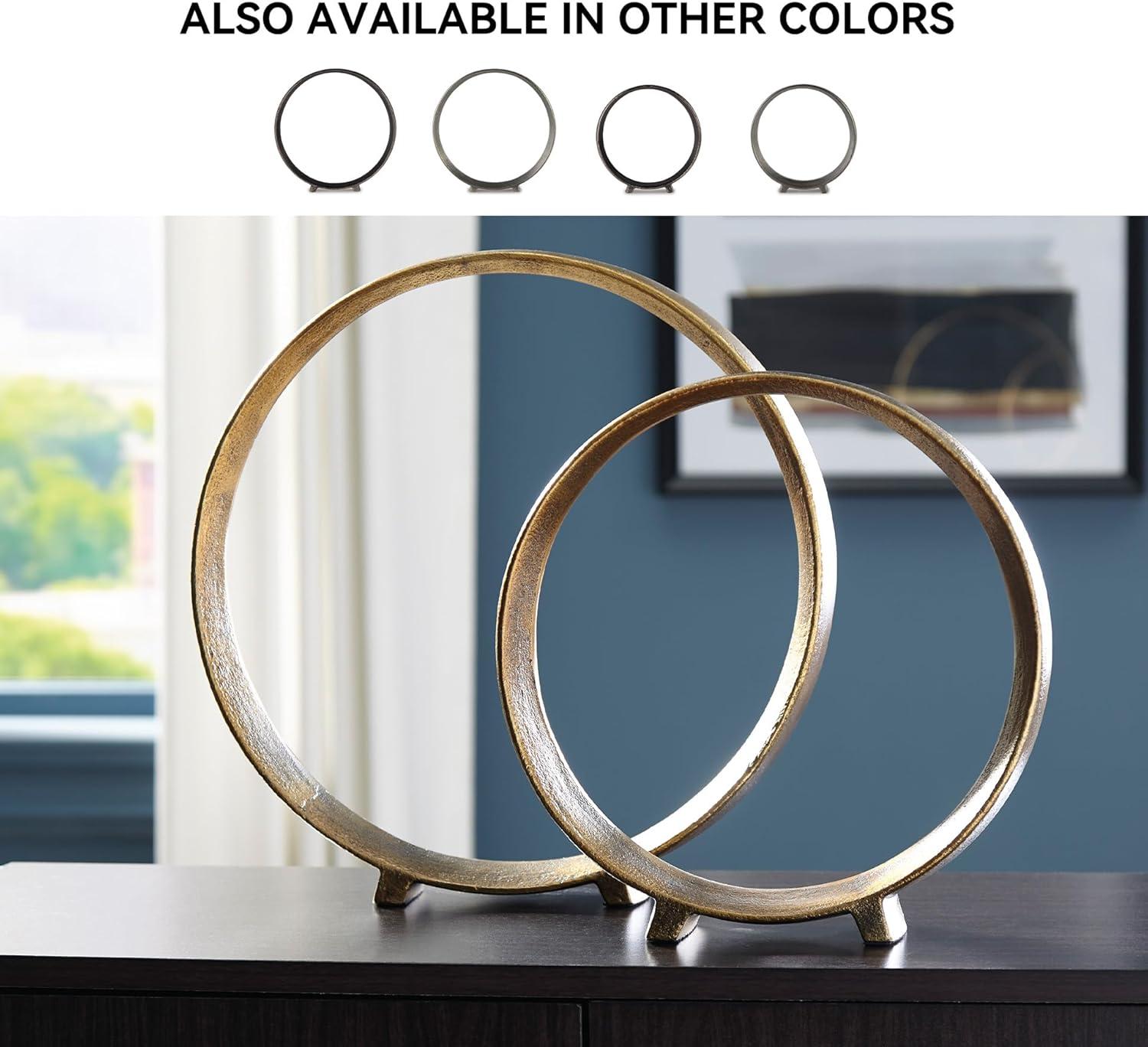 imageSignature Design by Ashley Ryandale Round Metal Sculpture Antique BlackMetallic