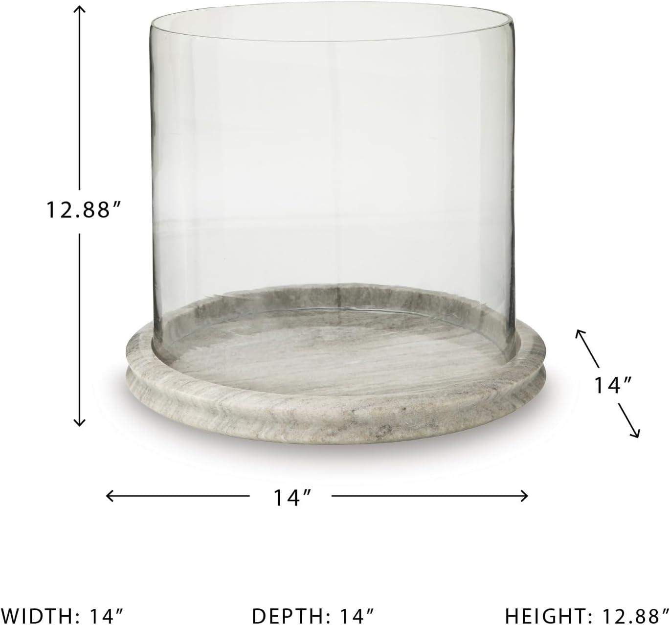 imageSignature Design by Ashley Saskia Casual Candle Holder with Marble Base Black amp ClearBeige Clear
