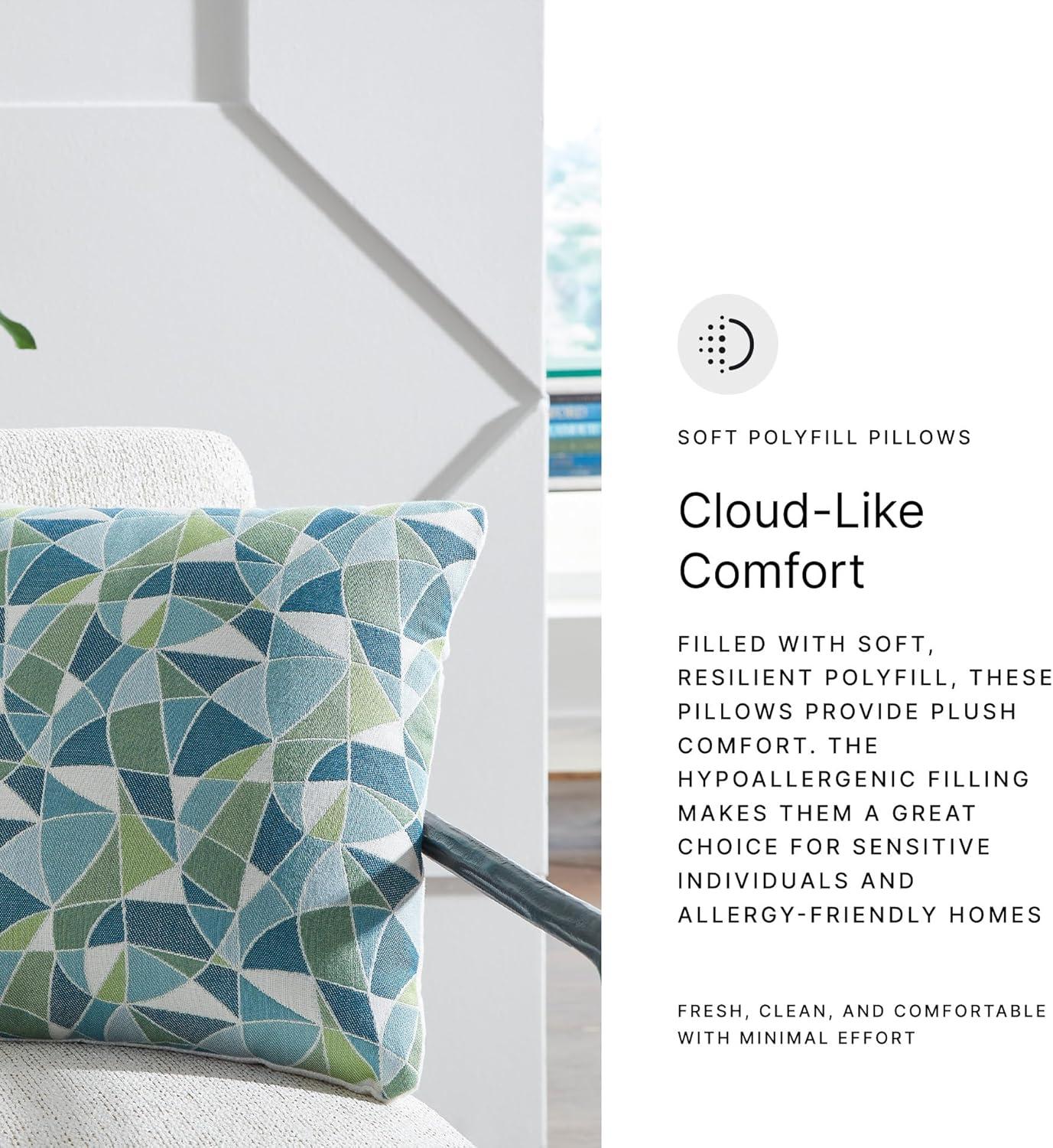 imageSignature Design by Ashley Seanow NextGen Nuvella Contemporary IndoorOutdoor Weather Resistant Geometric Pillow with Machine Washable Cover Set of 4 Green amp Blue