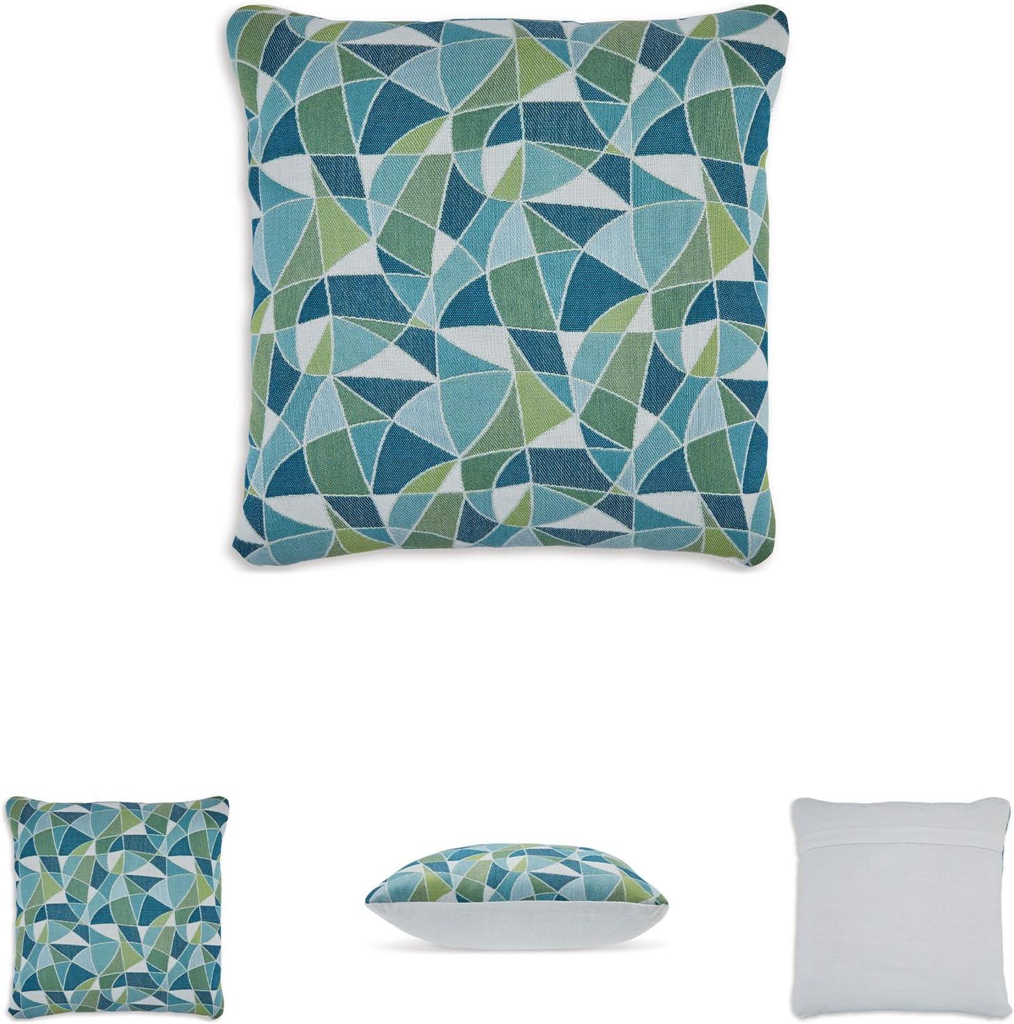 imageSignature Design by Ashley Seanow NextGen Nuvella Contemporary IndoorOutdoor Weather Resistant Geometric Pillow with Machine Washable Cover Set of 4 Green amp Blue