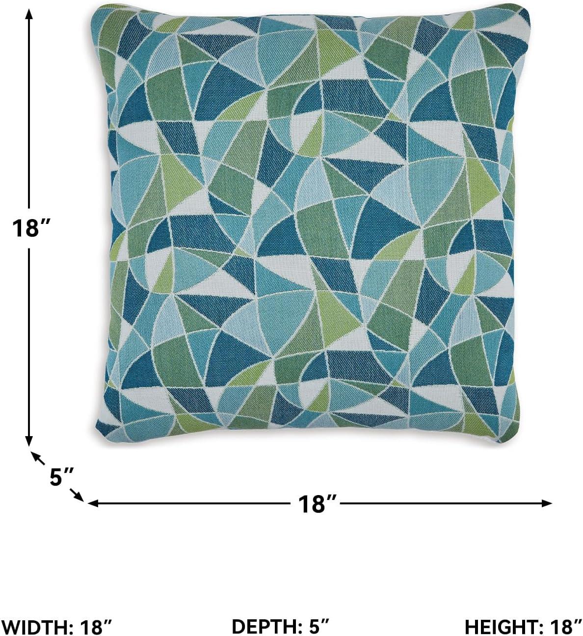 imageSignature Design by Ashley Seanow NextGen Nuvella Contemporary IndoorOutdoor Weather Resistant Geometric Pillow with Machine Washable Cover Set of 4 Green amp Blue