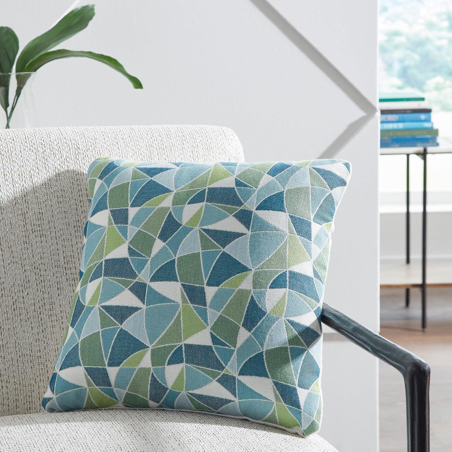 imageSignature Design by Ashley Seanow NextGen Nuvella Contemporary IndoorOutdoor Weather Resistant Geometric Pillow with Machine Washable Cover Set of 4 Green amp Blue