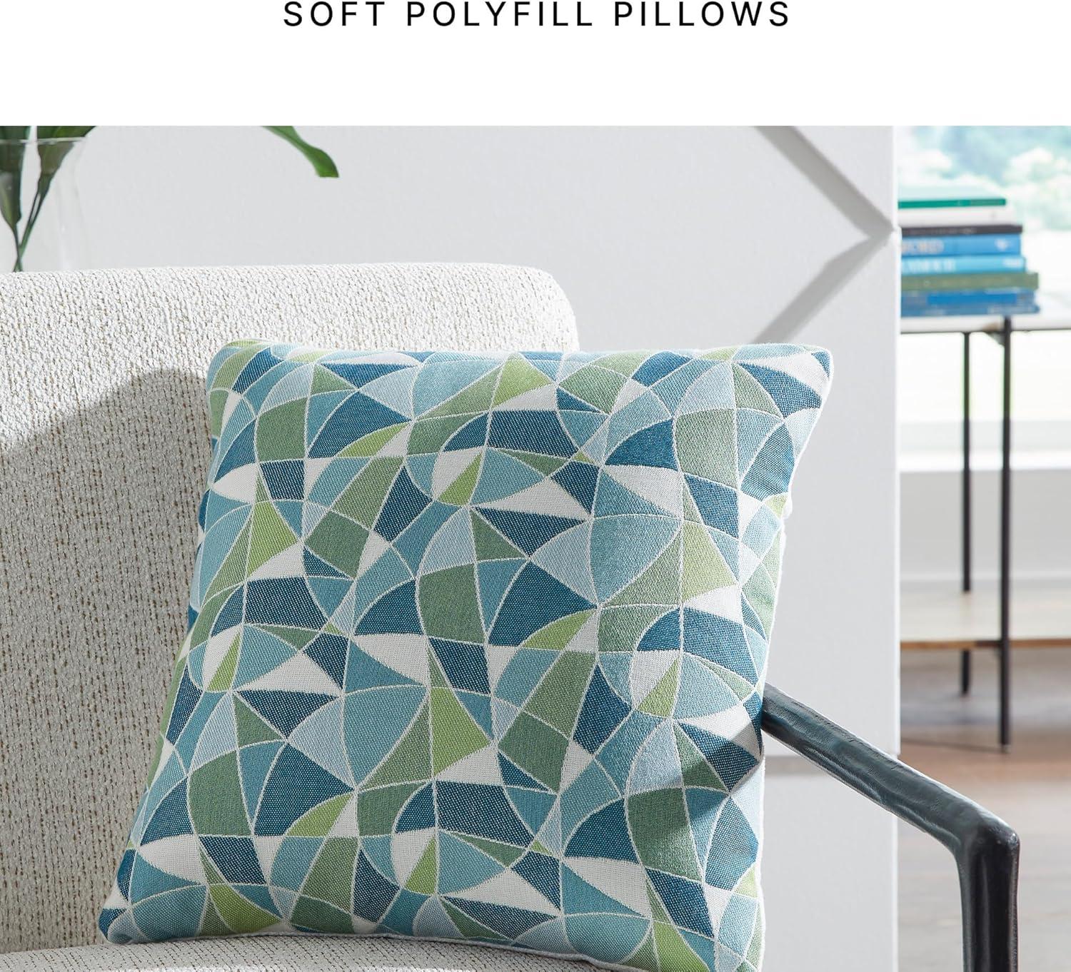 imageSignature Design by Ashley Seanow NextGen Nuvella Contemporary IndoorOutdoor Weather Resistant Geometric Pillow with Machine Washable Cover Set of 4 Green amp Blue