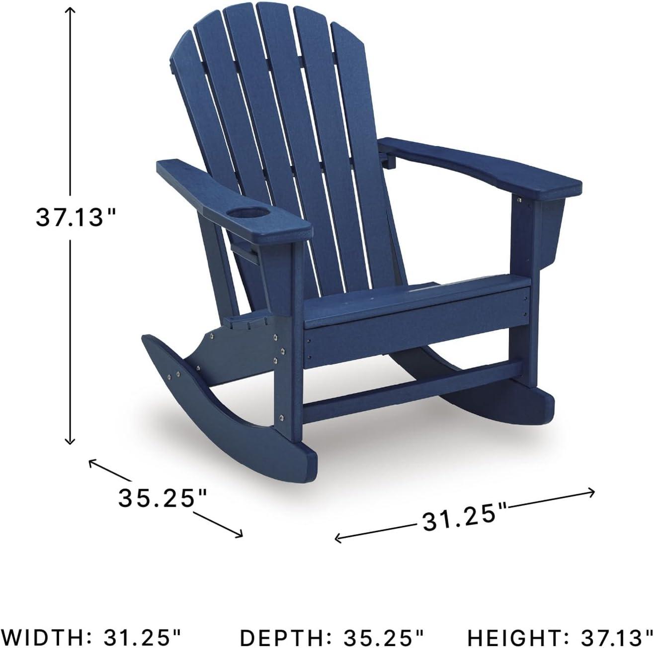 imageSignature Design by Ashley Sundown Treasure Contemporary Outdoor Weather Resistant Rocking Chair with Cup Holder Blue