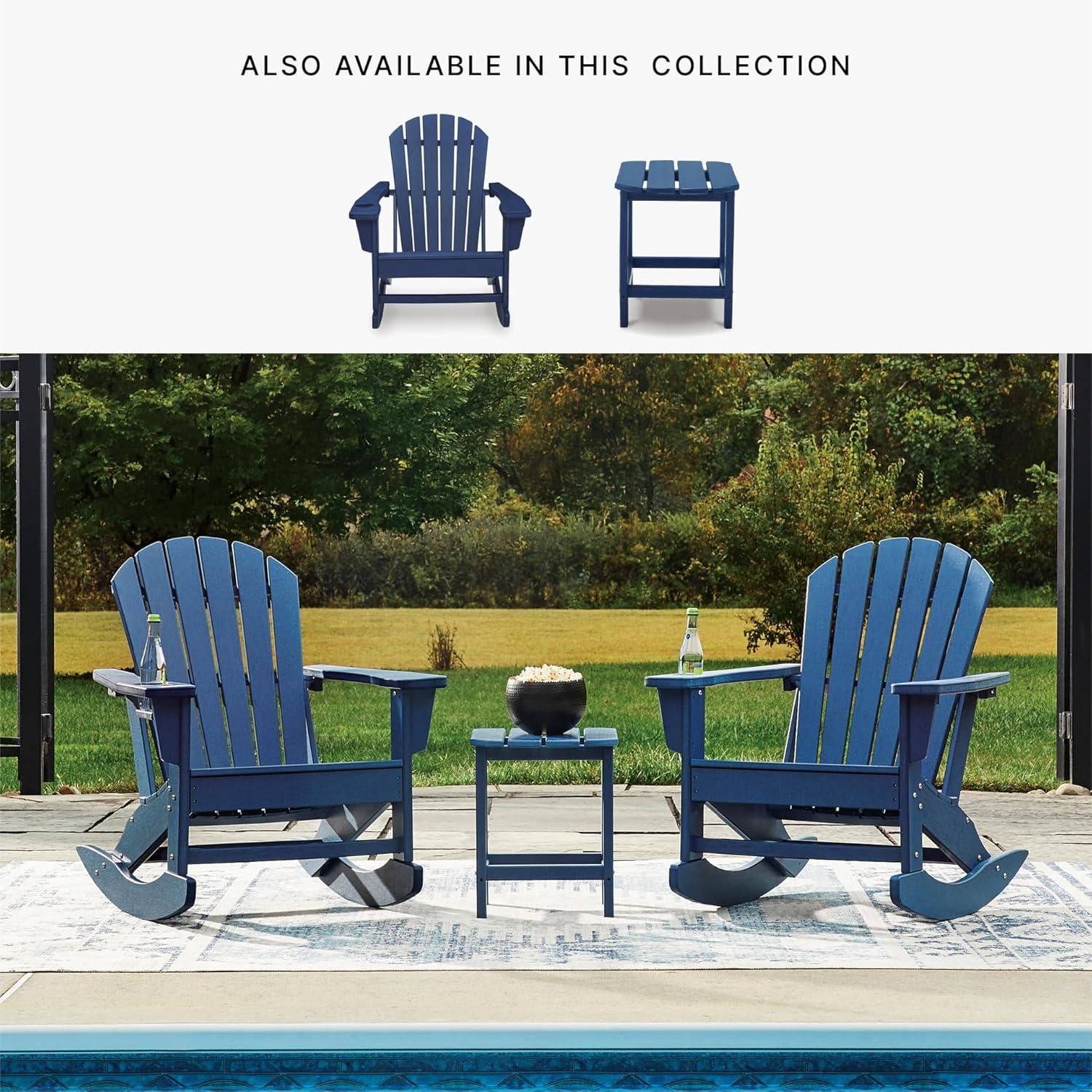 imageSignature Design by Ashley Sundown Treasure Contemporary Outdoor Weather Resistant Rocking Chair with Cup Holder Blue