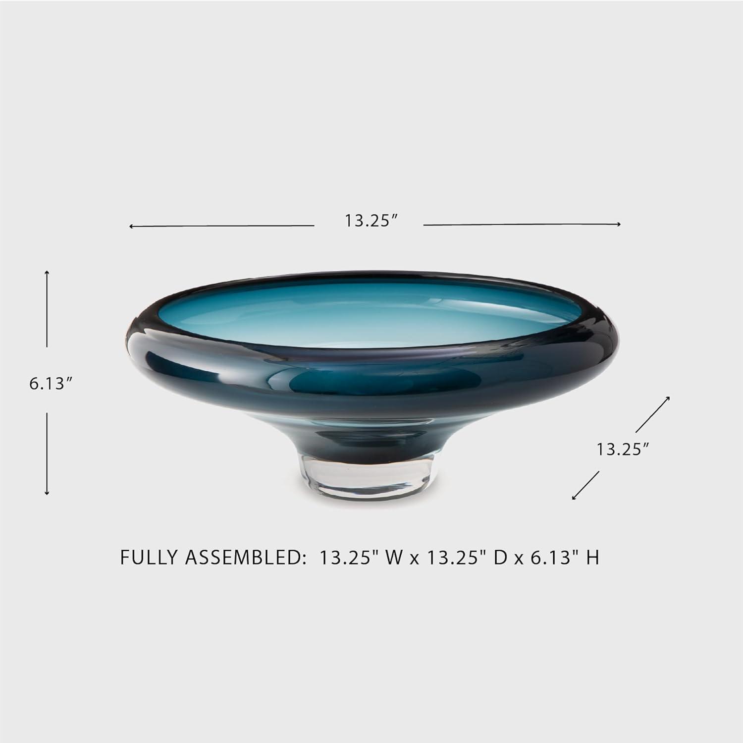 imageSignature Design by Ashley Vallborough Contemporary IndoorOutdoor Round Glass Bowl Blue