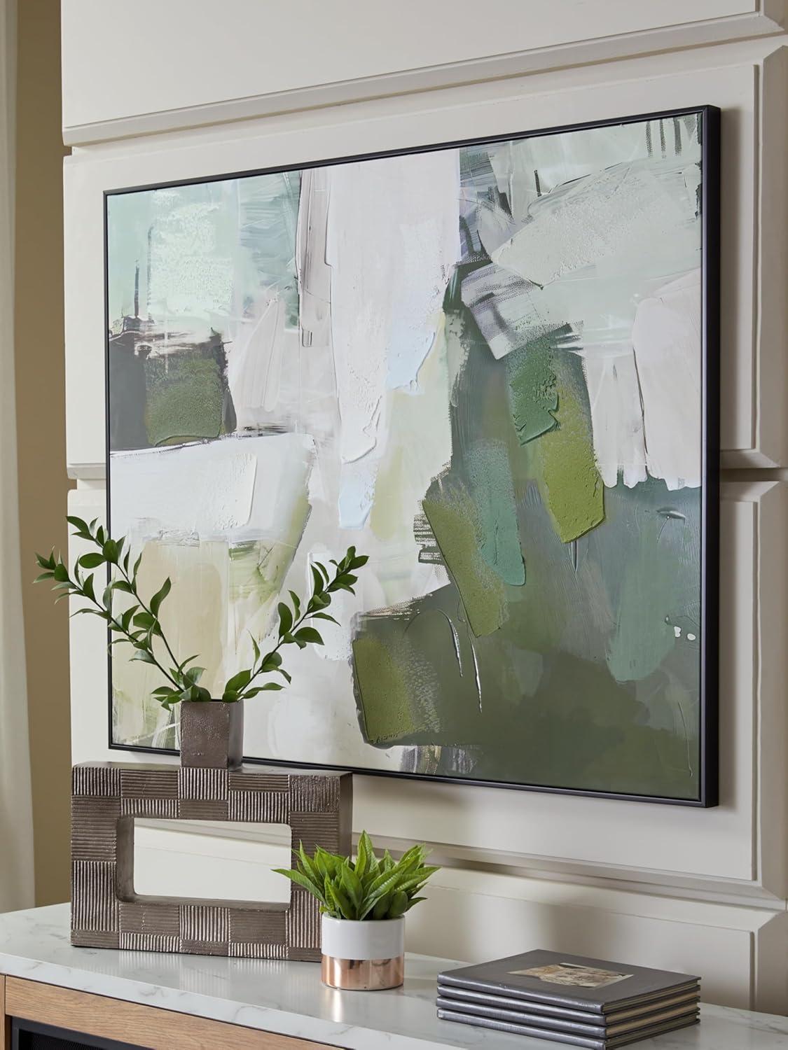 imageSignature Design by Ashley Vinick Abstract Hand Painted Abstract Wall Art 50 x 40 Inches Green amp White