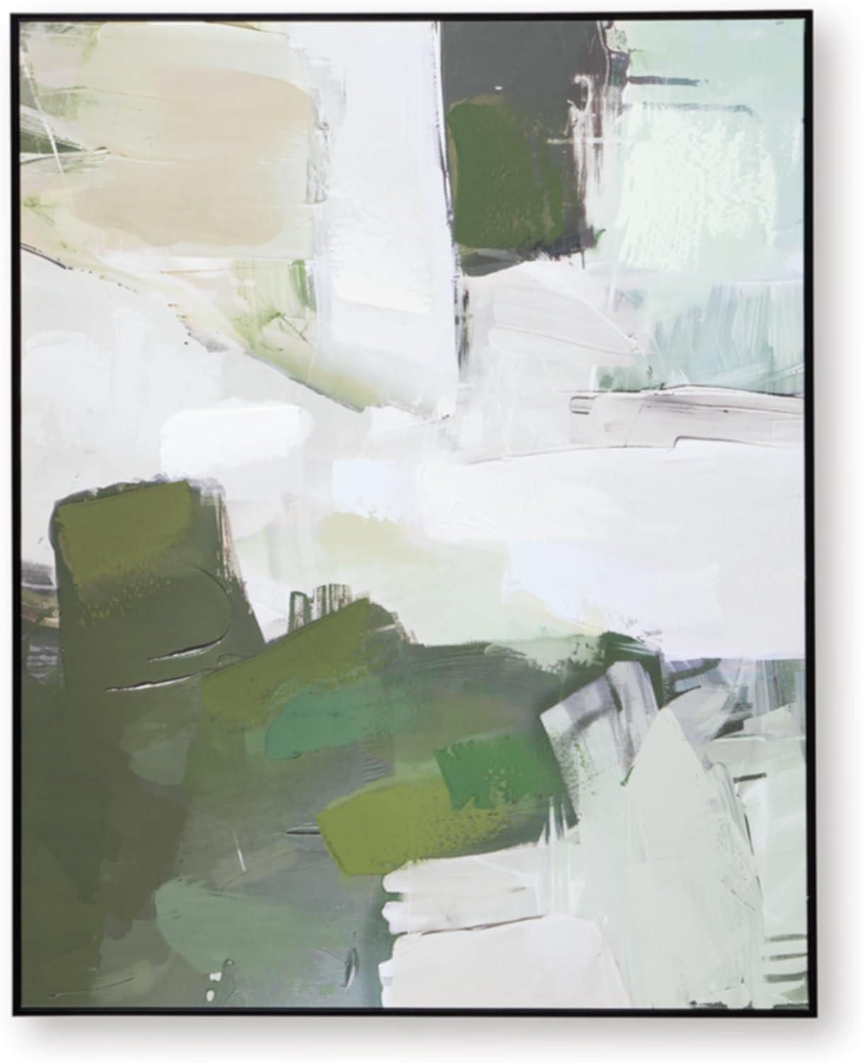 imageSignature Design by Ashley Vinick Abstract Hand Painted Abstract Wall Art 50 x 40 Inches Green amp White
