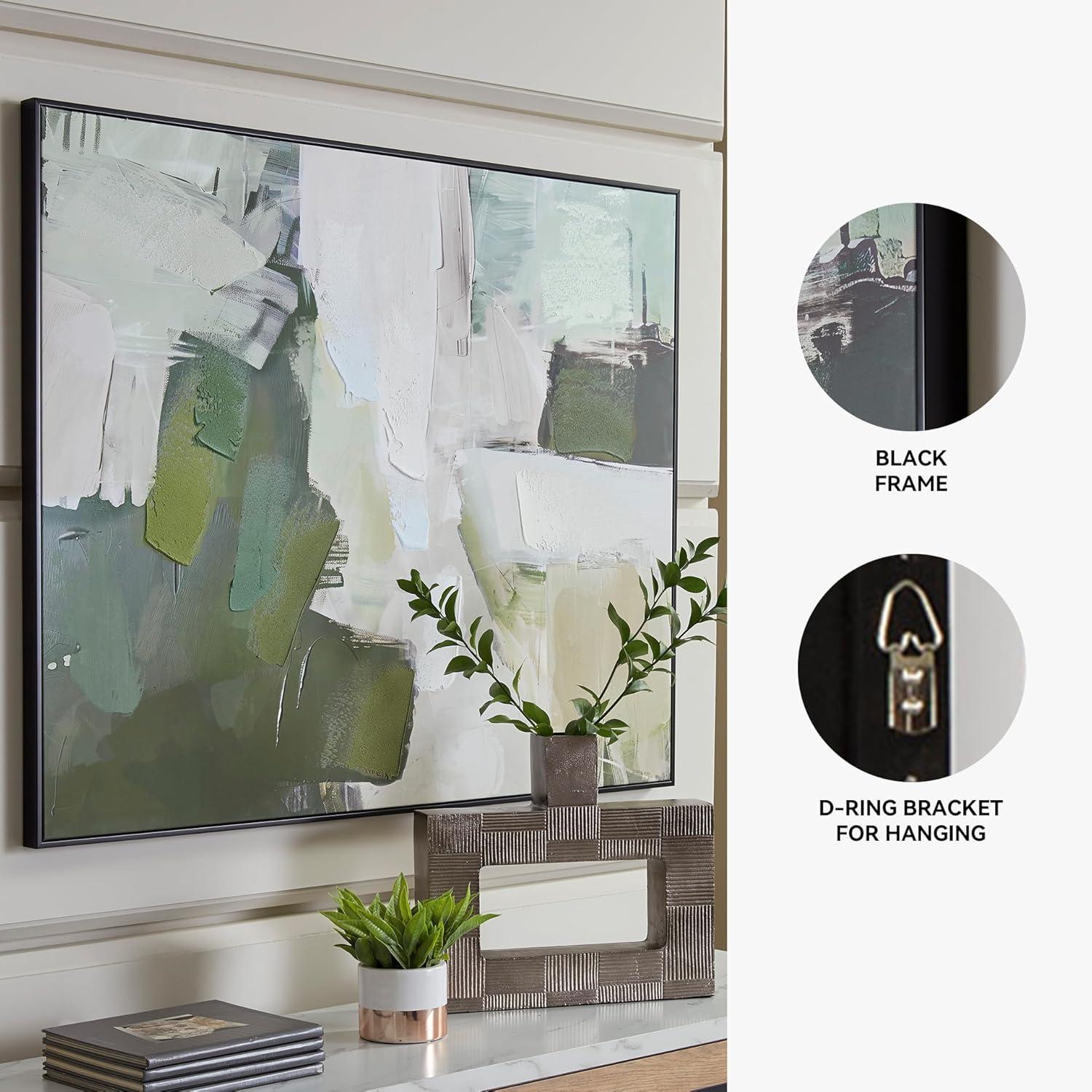 imageSignature Design by Ashley Vinick Abstract Hand Painted Abstract Wall Art 50 x 40 Inches Green amp White