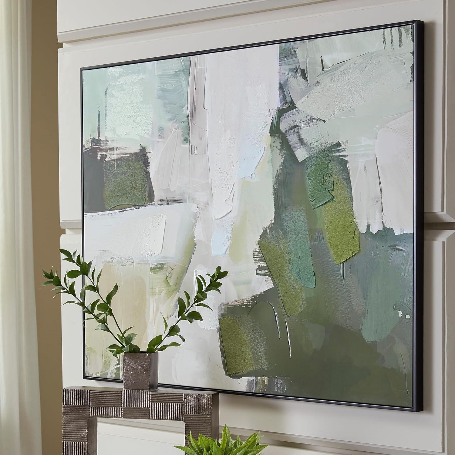 imageSignature Design by Ashley Vinick Abstract Hand Painted Abstract Wall Art 50 x 40 Inches Green amp White