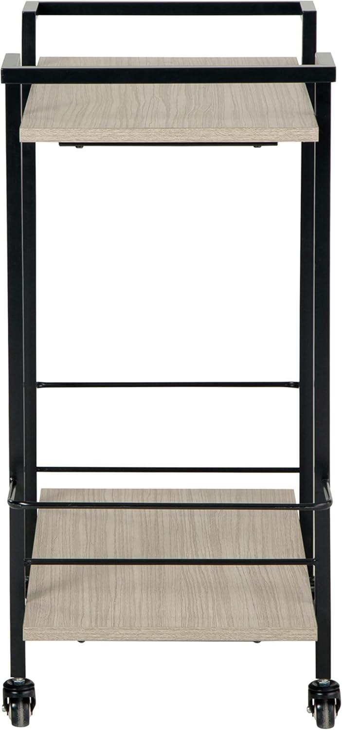 imageSignature Design by Ashley Waylowe Modern 2 Shelf Metal Frame Bar Cart with Bottle Holders Light Brown amp Black