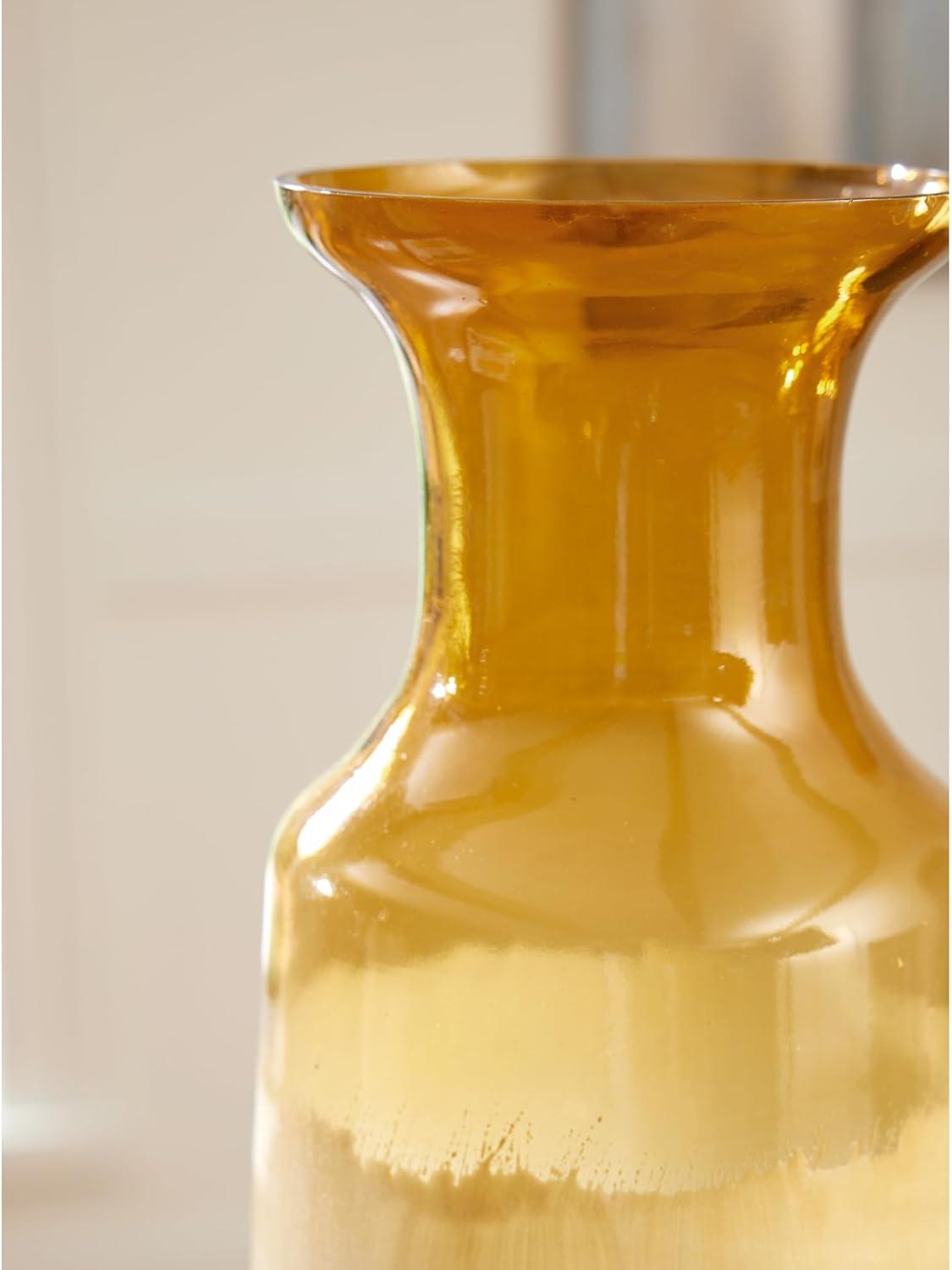 imageSignature Design by Ashley Wynburg Contemporary Indoor HandPainted Glass Vase White amp Light BrownMedium