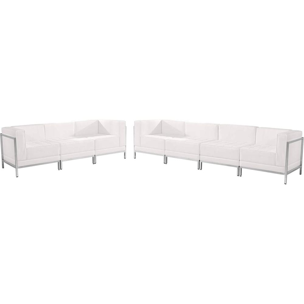 imageFlash Furniture Hercules Imagination Series LeatherSoft Sofa Ganging Clips 5 17 Piece Set Melrose White