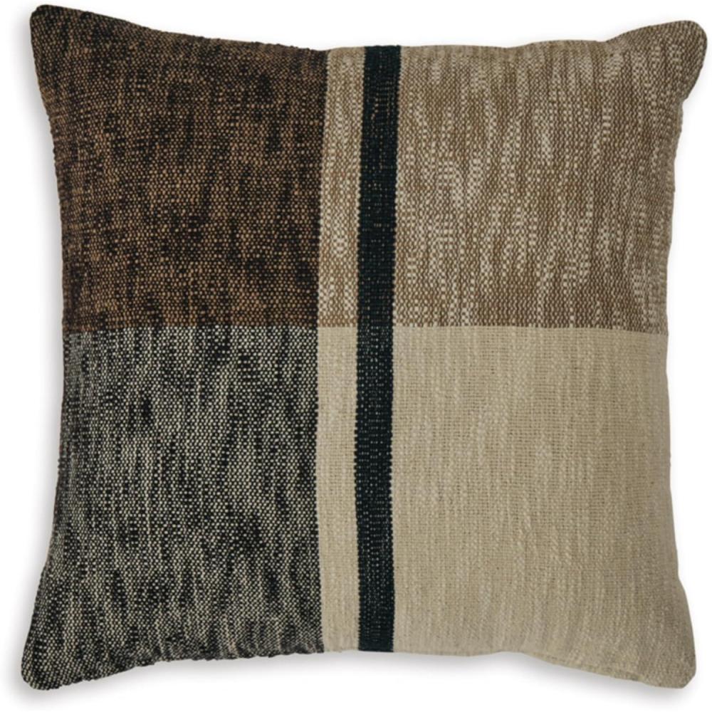imageSignature Design by Ashley Adrielton Mid Century Indoor Plaid 20 x 20 Inches Pillow with Zipper Closure Black amp Light Brown