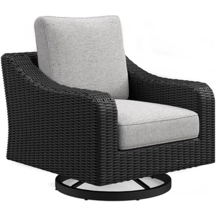 imageSignature Design by Ashley Beachcroft Black Outdoor Swivel Lounge with Cushion