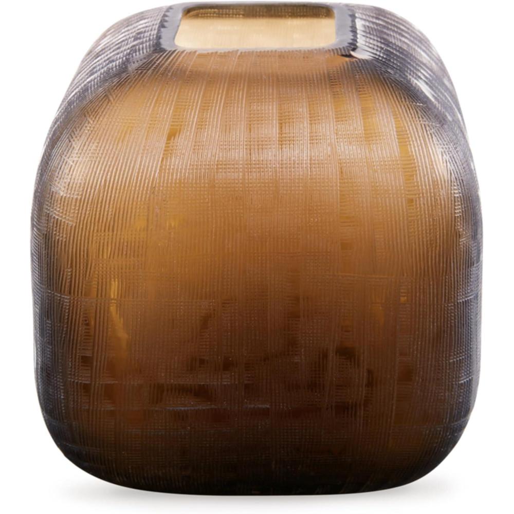 imageSignature Design by Ashley Capard MidCentury Modern IndoorOutdoor 8 Grid Textured Glass Tabletop Vase Dark Brown8