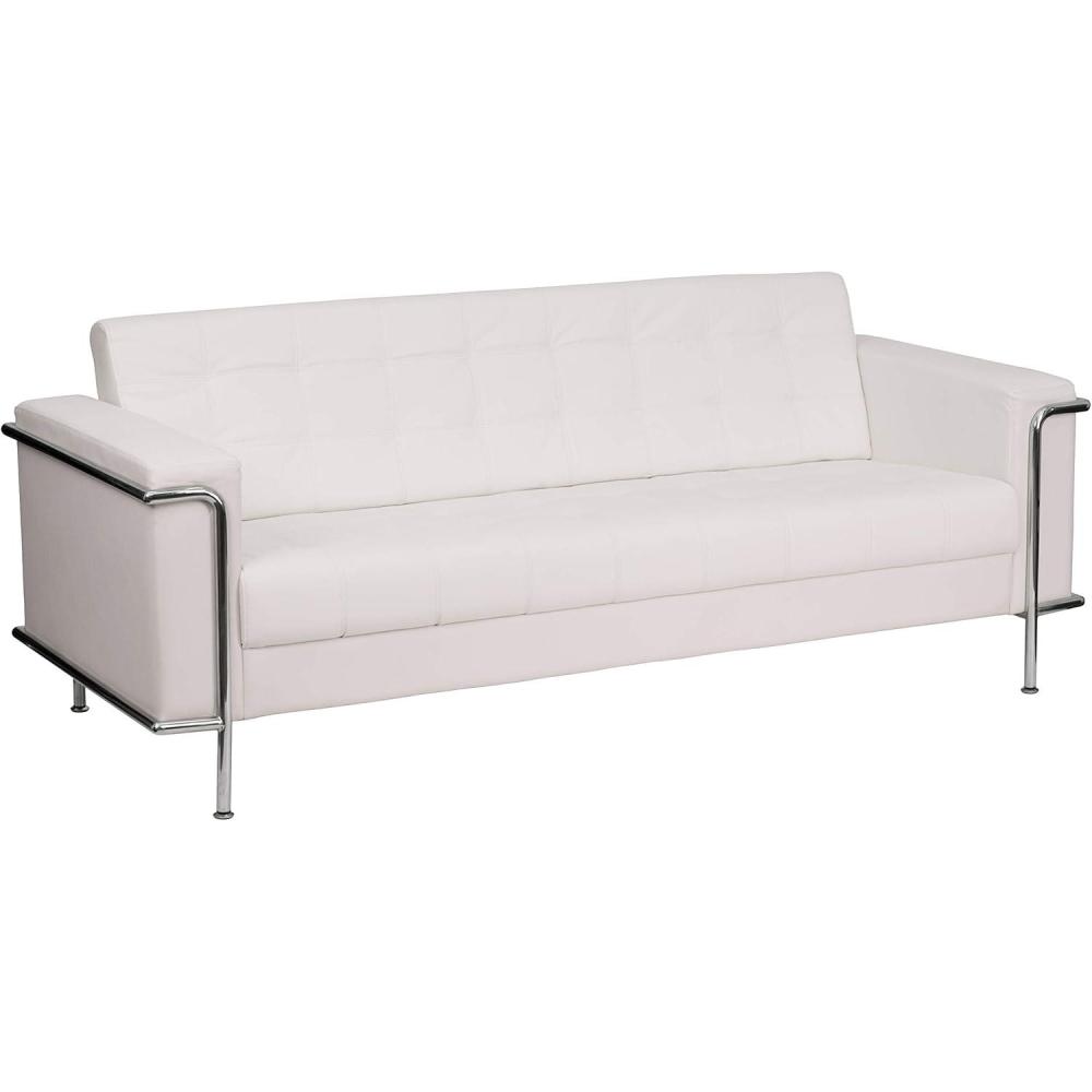 imageSignature Design by Ashley HERCULES Lesley Series Contemporary White LeatherSoft Sofa with Encasing Frame