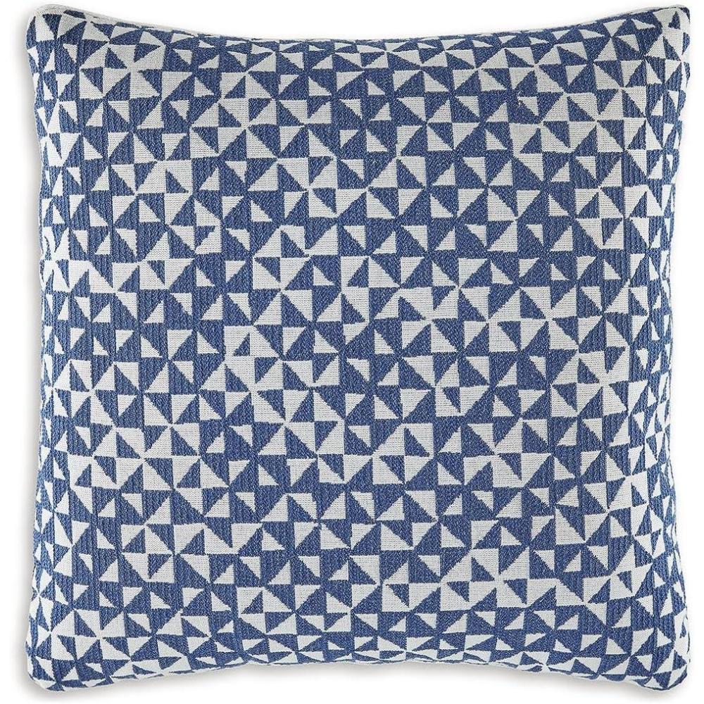 imageSignature Design by Ashley Jaycott NextGen Nuvella Contemporary IndoorOutdoor UV Resistant Geometric 18 x 18 Inches Pillow with Removable Cover and Zipper Closure Blue amp White