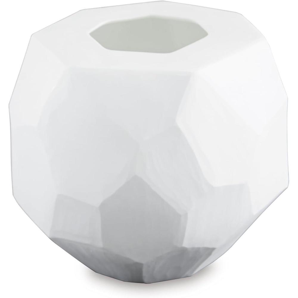 imageSignature Design by Ashley Karenton Coastal Indoor 10 HandCarved Glass Tabletop Vase White7