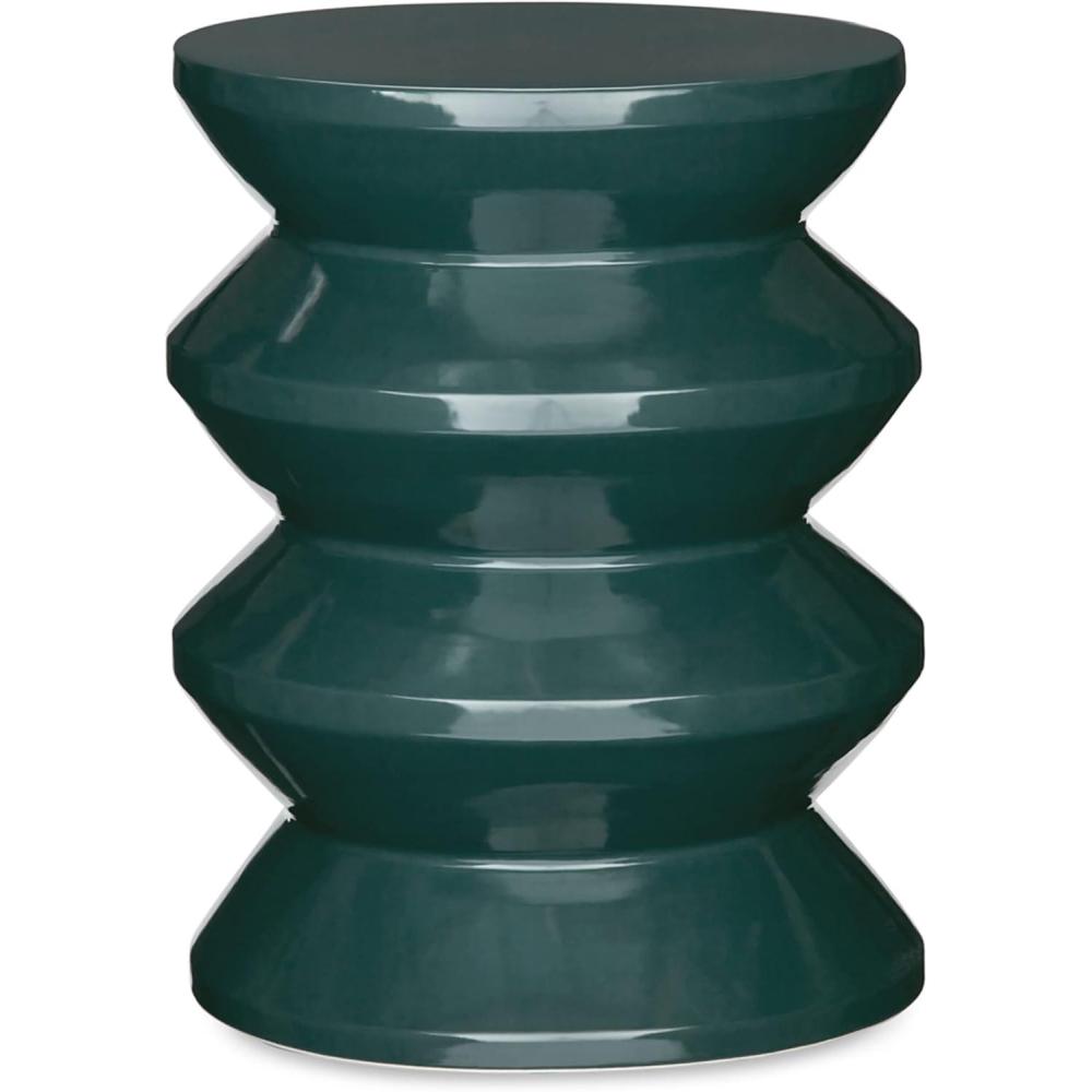 imageSignature Design by Ashley Lakiness Contemporary Ceramic Indoor amp Outdoor Glazed Accent Stool WhiteGreen