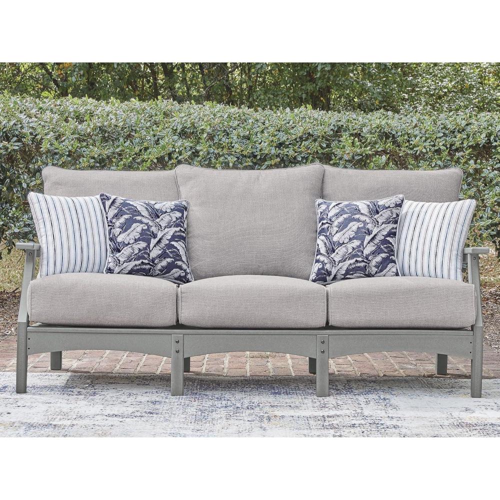 imageSignature Design by Ashley Lone View Bay Casual Outdoor Sofa with Cushion Weather Resistance and Armrest Gray