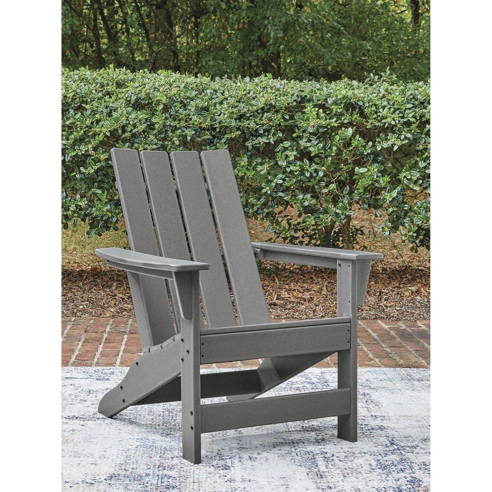 imageSignature Design by Ashley Lone View Bay Contemporary Outdoor Weather Resistant Adirondack Chair with Arm Rest Gray