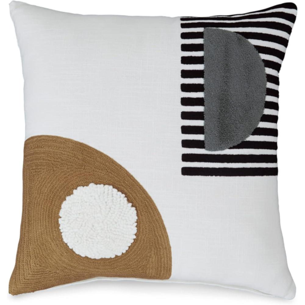 imageSignature Design by Ashley Longsum Contemporary Square Cotton Pillow with Embroidered Design 20 x 20 White amp Black