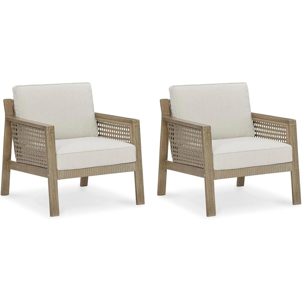 imageSignature Design by Ashley Outdoor Barn Cove Eucalyptus Patio Lounge Chair 2 Count BrownFURNITURE