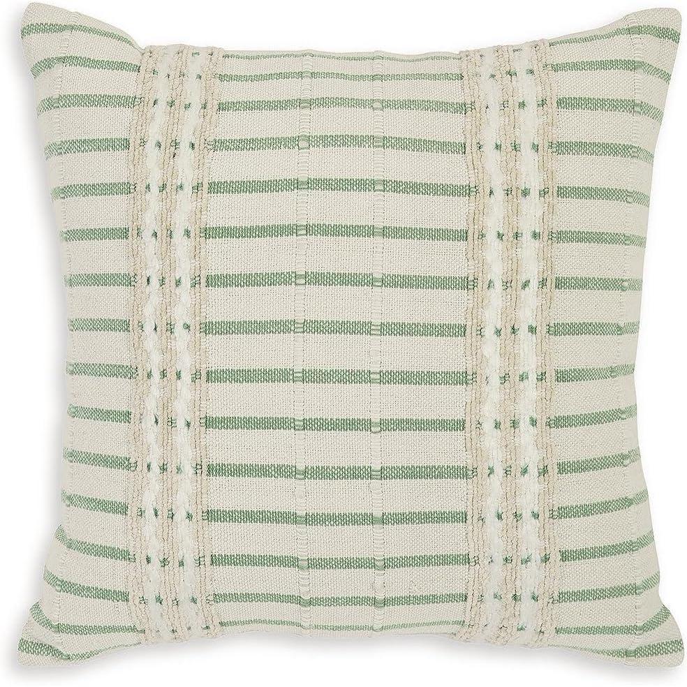 imageSignature Design by Ashley Rowton Casual Indoor Striped 20 x 20 Inches Pillow with Zipper Closure Green amp White