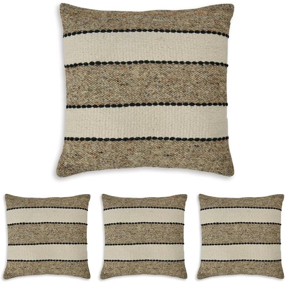 imageSignature Design by Ashley Rueford Pillow Square Beige amp Dark Brown Pack of 4Square Pack of 4
