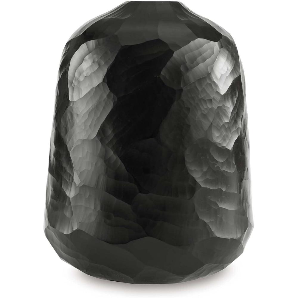 imageSignature Design by Ashley Ryanford Modern Indoor 10 HandCarved Glass Tabletop Vase Black10