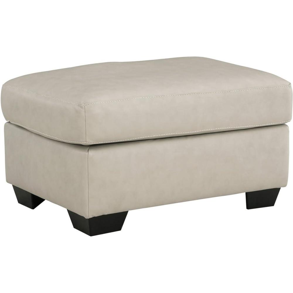 imageSignature Design by Ashley Santorine Classic Leather Match Ottoman with Leather Upholstery Light Gray