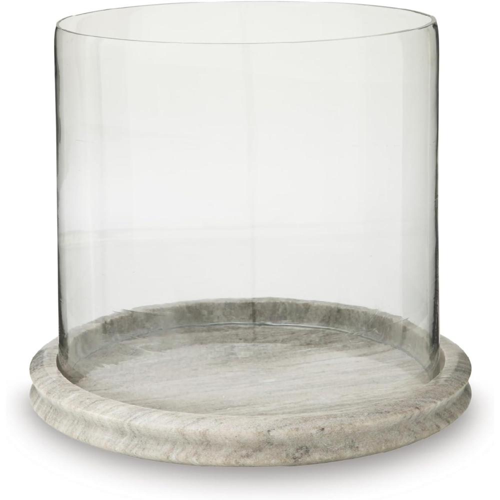 imageSignature Design by Ashley Saskia Casual Candle Holder with Marble Base Black amp ClearBeige Clear