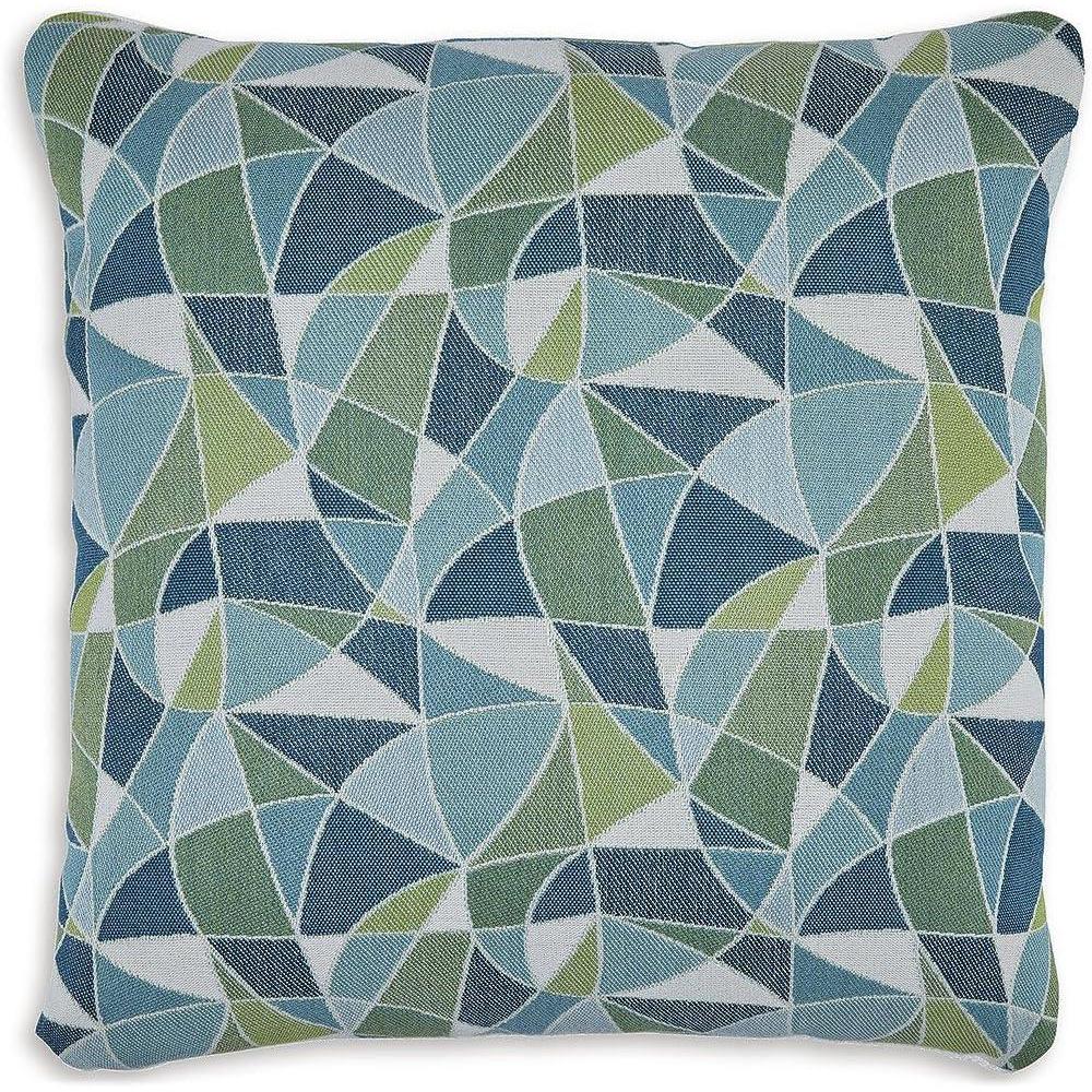 imageSignature Design by Ashley Seanow NextGen Nuvella Contemporary IndoorOutdoor UV Resistant Geometric 18 x 18 Inches Pillow with Removable Cover and Zipper Closure Green amp Blue
