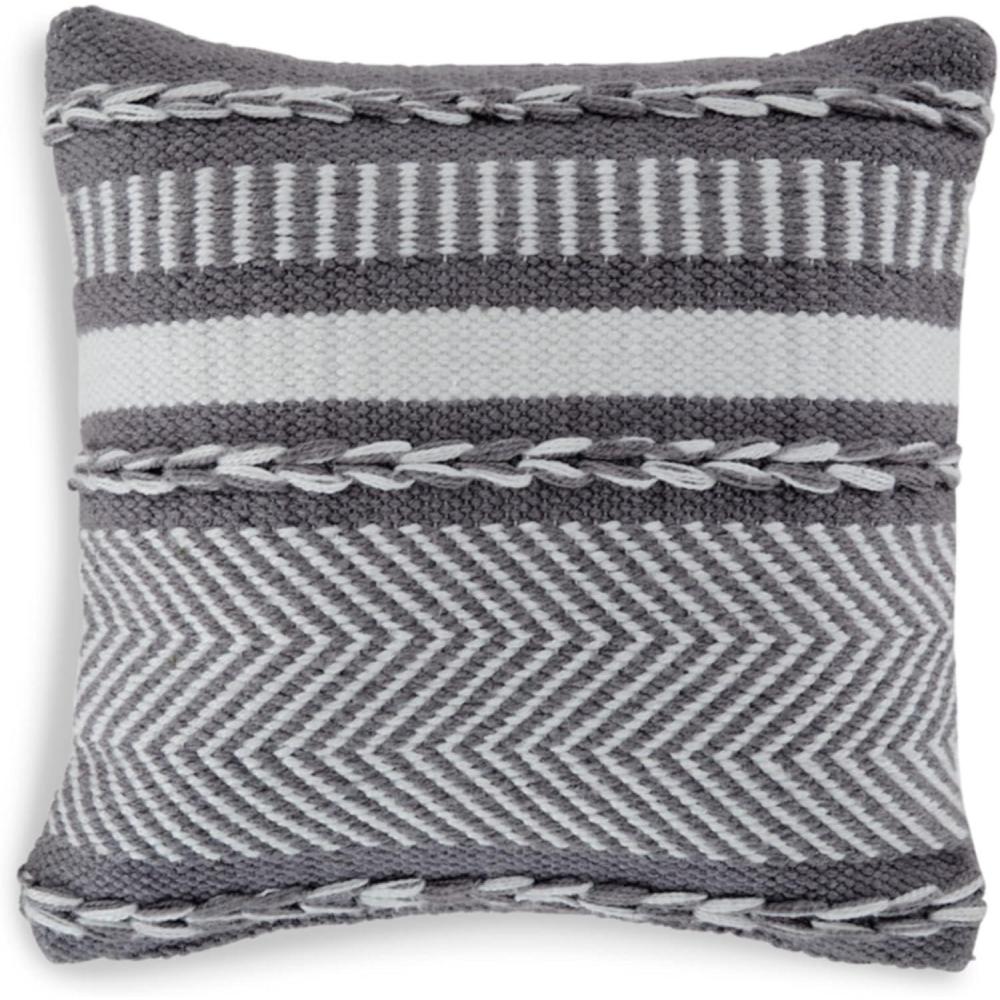 imageSignature Design by Ashley Yarnley Casual Square IndoorOutdoor Pillow with Stripe Design 16 x 16 Gray amp WhiteGray White
