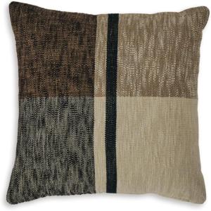Signature Design by Ashley Adrielton Mid Century Indoor Plaid 20 x 20 Inches Pillow with Zipper Closure, Black & Light Brown
