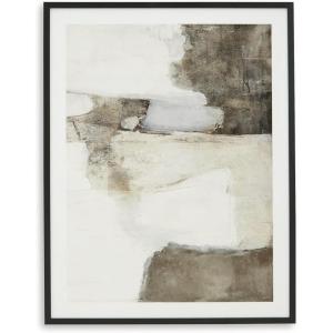 Signature Design by Ashley Aldricton Contemporary Rectangular Framed Print Wall Art, 30 x 40 Inches, White & Dark Brown